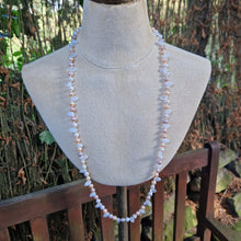 Freshwater pearl and crackle quartz necklace 32"
