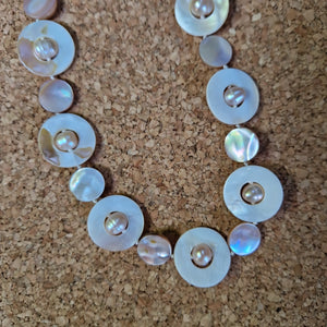 Mother of pearl and baroque freshwater pearl necklace; length 22"