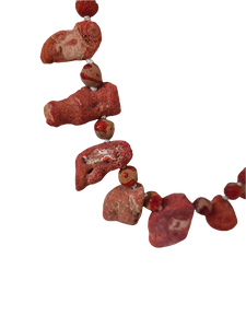 Bumblebee jasper with dyed sponge coral necklace 20"