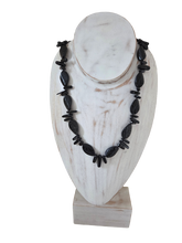 Carved black agate with black quartz shards 22" necklace.
