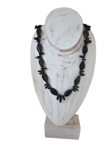 Carved black agate with black quartz shards 22