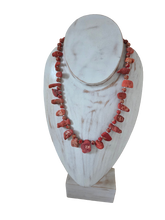 Bumblebee jasper with dyed sponge coral necklace 20"