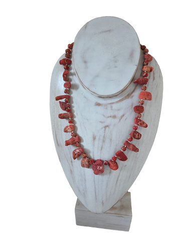 Bumblebee jasper with dyed sponge coral necklace 20