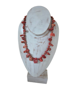 Bumblebee jasper with dyed sponge coral necklace 20"