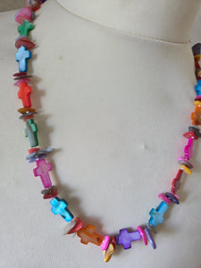 Multicolour mother of pearl crosses 21"