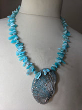 Chalcedony nuggets with centre shell necklace 19"-22"