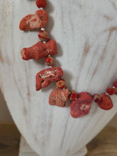 Bumblebee jasper with dyed sponge coral necklace 20"