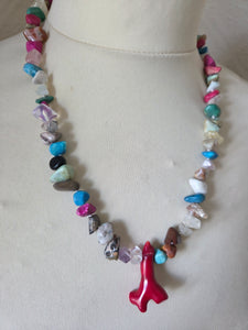 Semi precious tumbles with coral 20"-22"