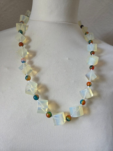 Opalite and quartzite necklace 24