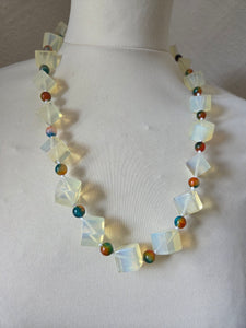 Opalite and quartzite necklace 24"