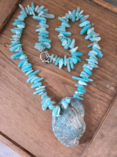 Chalcedony nuggets with centre shell necklace 19"-22"