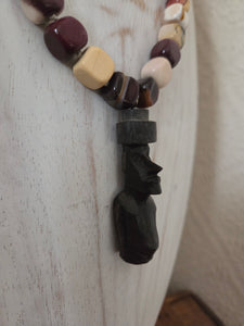 Hand carved pendant with mookaite chunks necklace 17"-22"