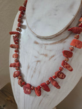 Bumblebee jasper with dyed sponge coral necklace 20"