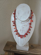 Bumblebee jasper with dyed sponge coral necklace 20"