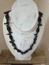 Carved black agate with black quartz shards 22" necklace.