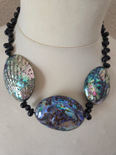 Abalone and onyx pears necklace- 16"
