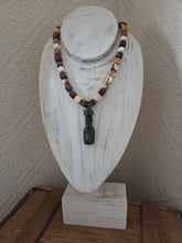 Hand carved pendant with mookaite chunks necklace 17"-22"