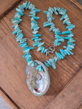 Chalcedony nuggets with centre shell necklace 19"-22"