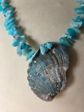 Chalcedony nuggets with centre shell necklace 19"-22"