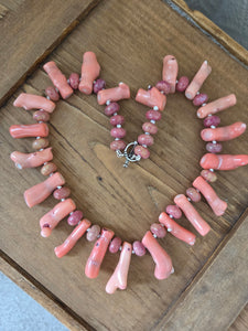 Pink coral necklace 17"