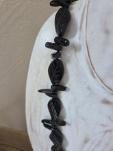 Carved black agate with black quartz shards 22" necklace.