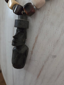 Hand carved pendant with mookaite chunks necklace 17"-22"