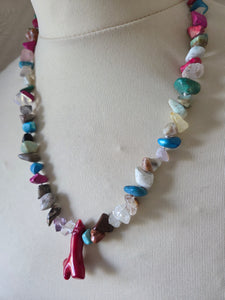 Semi precious tumbles with coral 20"-22"