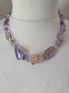 Ametrine and amethyst necklace- 16"