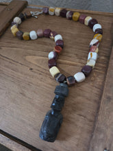 Hand carved pendant with mookaite chunks necklace 17"-22"