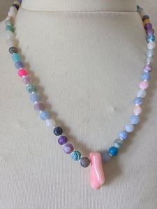 Lace agate with coral 18"