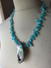 Chalcedony nuggets with centre shell necklace 19"-22"