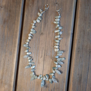 Freshwater pearl and aquamarine necklace