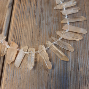 Quartz and crystal necklace.