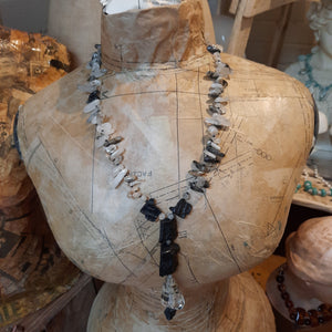 Quartz and resin necklace.