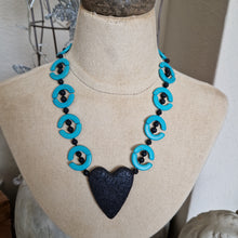 Black lava rock/turquoise howlite necklace